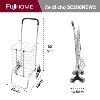  Xe đẩy hàng đi chợ gấp gọn 6 bánh Nhập Khẩu FUJIHOME SC-260NEW2 xe kéo chở hàng tải trọng 40kg leo cầu thang 