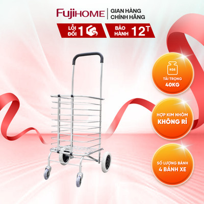 Xe Kéo Đi Chợ Gấp Gọn 4 Bánh Fujihome SC-250NEW4 Chịu Lực 40kg, Nhẹ Chỉ 2kg, BẢO HÀNH 12 THÁNG