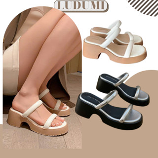 Dép đế xuồng nữ 2 quai ngang phồng -đế cao 6cm -Thời trang mũi tròn cao cấp LUDUMI HQ10