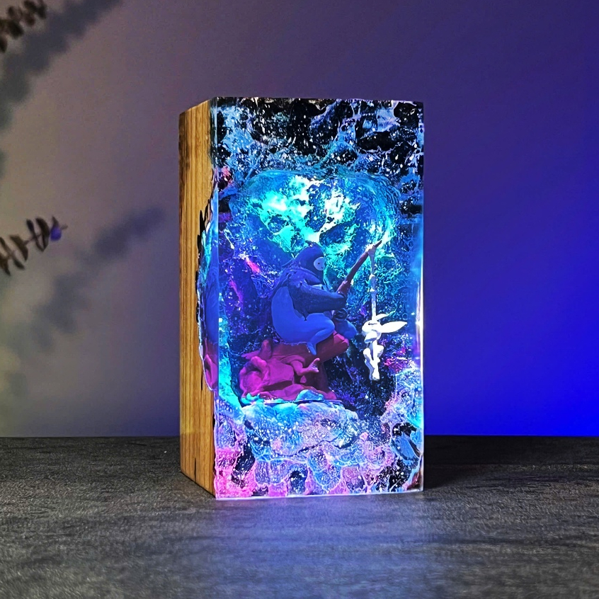 Đèn Epoxy Resin 3D Ori & Naru Cao Cấp – Đèn Ngủ Decor Nghệ Thuật Fantasy Game Handmade, LED RGB