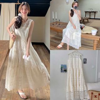 Đầm Maxi Ba Lỗ 2 Lớp Bồng Bềnh Thêu Hoa Siêu Xinh, Labibi