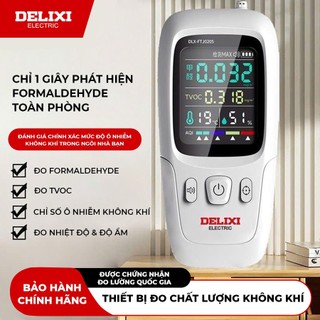  Máy Đo Chất Lượng Không Khí Delixi Đo TVOC HCHO Formaldehyde ,AQI,Nhiệt Độ Độ Ẩm Dùng Sạc 