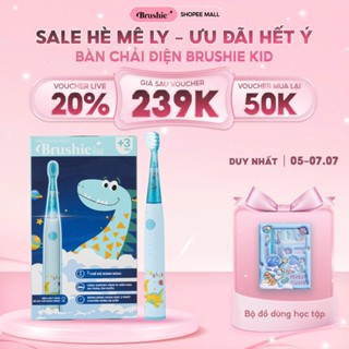 Bàn chải điện Brushie Kidss đầu lông bàn chải mềm mượt, 3 chế độ làm sạch răng hiệu quả