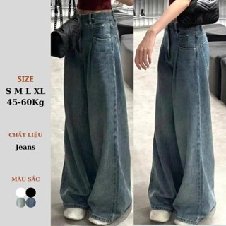 Quần Jean Nữ Ống Suông Rộng Wash Retro Màu Xanh  Cạp Cao RETRO, Quần Bò Nữ Dáng Xuông Smoke Phong Cách Ulzzang JS03