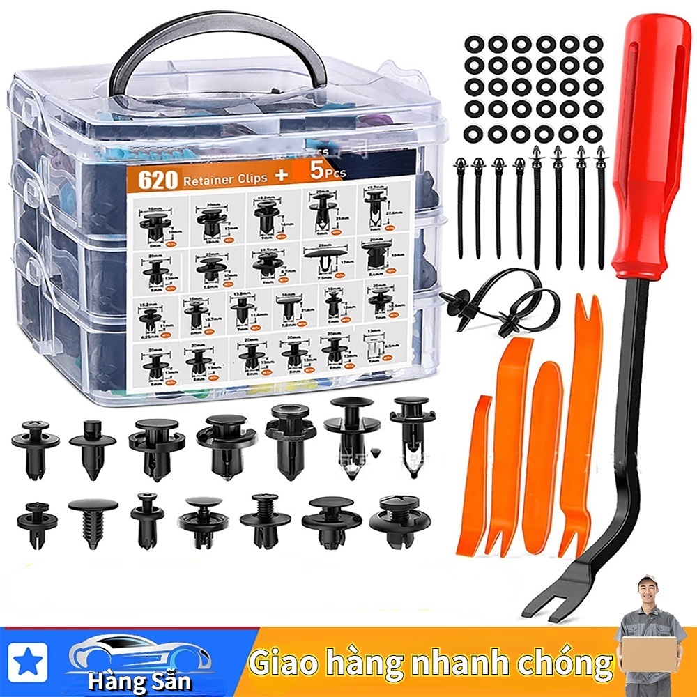 [ Vít nhựa ] Ốc vít nhựa ô tô, cản xe 750PCS cố định đinh tán nhựa, Chốt nhựa ô tô, kẹp nhựa ô tô