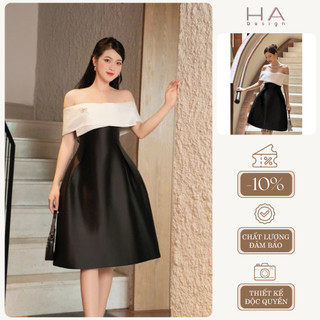 Đầm thiết kế Donna Dress trễ vai, dáng xoè tham dự sự kiện, Cao cấp, nhẹ nhàng, sang trọng, váy tiểu thư đi tiệc