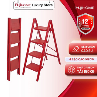 Thang ghê gấp gọn FUJIHOME SL104R bậc bản to  3-4 bậc tiện lợi- Công nghệ đúc mờ - Chống bám bụi bẩn