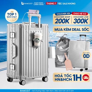 Vali khung nhôm khóa sập Bamozo 9066 size 20/24/28 inch cao cấp bịt 4 góc kim loại chống va đập bảo hành 5 năm