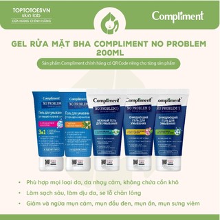   DEAL LIVESTREAM  COMBO 2 Gel rửa mặt BHA Compliment No Problem làm sạch sâu giảm viêm & mụn 200ml 