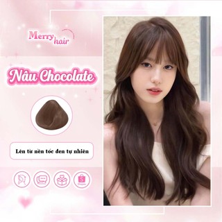 Thuốc nhuộm tóc màu NÂU CHOCOLATE Không Tẩy MERRY HAIR tặng kèm oxy trợ dưỡng và bao tay bền màu 