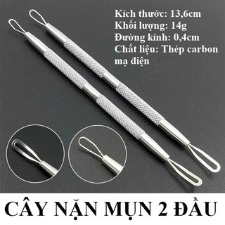  Dụng cụ nặn mụn - cây đẩy mụn đầu đen mụn bọc mụn đầu cám bằng thép không gỉ 2 trong 1 
