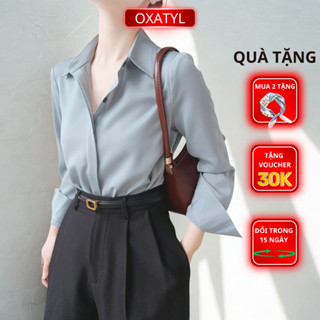 Áo sơ mi nữ dài tay lụa Qeen cao cấp vải dày mềm rủ không nhăn fom áo rộng A57