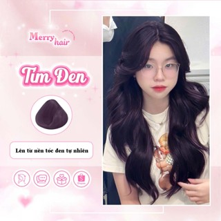 Thuốc nhuộm tóc, Thuốc nhuộm tóc màu TÍM ĐEN, Không Tẩy_MERRY HAIR, tặng kèm oxy trợ dưỡng và bao tay, bền màu