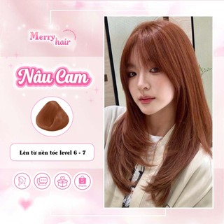  Thuốc nhuộm tóc Thuốc nhuộm tóc màu NÂU CAM Nâng Tone MERRY HAIR tặng kèm oxy trợ dưỡng và bao tay 