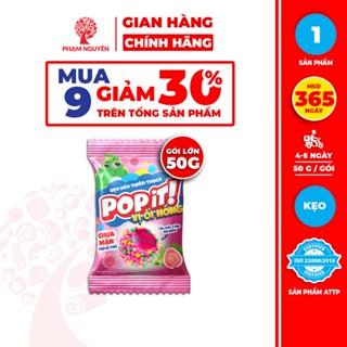 [MUA 9 GIẢM 30%] Gói Lớn Kẹo Dẻo Thiên Thạch mix 6 vị Từ Nước Ép Trái Cây Popit 50g | Đồ ăn vặt