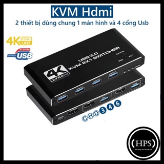 Bộ KVM HDMI từ 2 thiết bị vào 1 màn hình hỗ trợ 4k60hz, 4 cổng usb 3.0 dùng chung - HPS HDM346