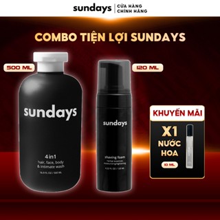 Combo Sữa Tắm Gội Toàn Thân cho Nam Sundays - Combo Tiện Lợi - Sữa tắm 4in1 + Bọt Cạo Râu