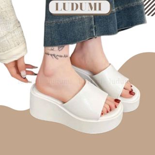 Dép đế xuồng quai ngang cao 7 phân -Dép nữ bánh mì -Da mềm đi nhẹ êm chân LUDUMI QN01