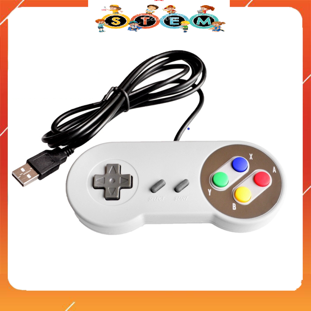 [Stem A-Z][G51] Tay Cầm Chơi Game 4 Nút Super Nintendo SNES USB Raspberry Pi