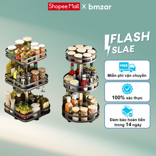BMZAR Kệ Đựng Gia Vị Xoay 360 Độ 2/3 Tầng ,Kệ Để Đồ Nhà Bếp,Dáng Vuông/Tròn Giá đựng đồ nhiều tầng