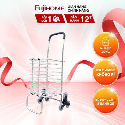 Xe đi chợ gấp gọn, leo cầu thang Fujihome SC-260NEW2 - Thiết Kế 6 Bánh Xe - Tải 40kg - BH 12 Tháng