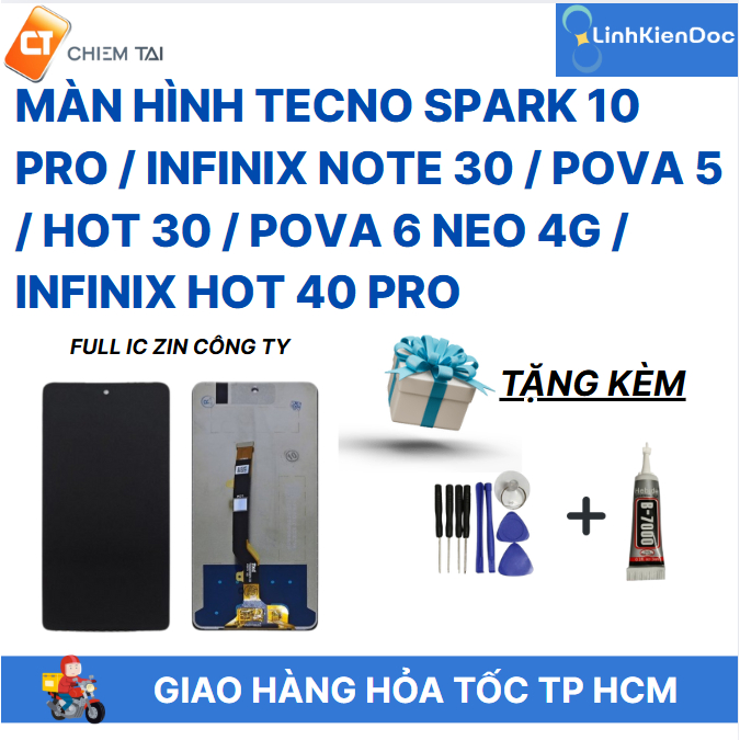  Màn hình Tecno spark 10 pro  Infinix Note 30  Pova 5  Hot 30  Pova 6 neo 4g   Hot 40 pro full IC 