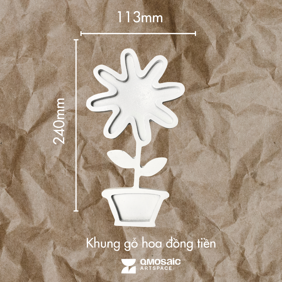 Khung Gỗ Làm Tranh Gốm Mosaic Chủ Đề Thiên Nhiên & Con Vật | Khung gỗ MDF trắng | Nhiều Kích Thước |