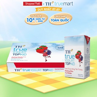 Thùng Sữa Chua Uống Tiệt Trùng TH true YOGURT TOPKID milk Hương Dâu 110ml (48 Hộp)