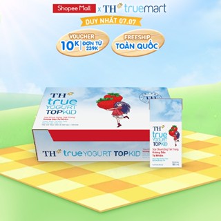 Thùng Sữa Chua Uống Tiệt Trùng TH true YOGURT TOPKID milk Hương Dâu Tự Nhiên 180ml (48 Hộp)