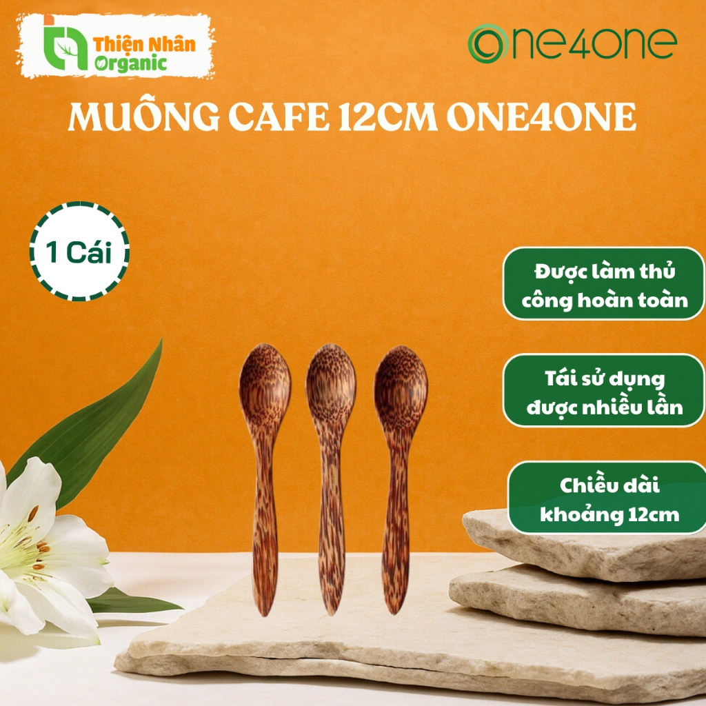 Muỗng Cafe Gỗ Dừa 12cm One4one Thìa Cà Phê 1 Cái
