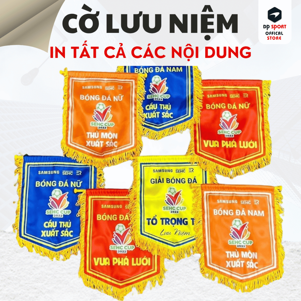 Cờ Lưu Niệm Thể Thao Bóng Đá, Bóng Chuyền, Cầu Lông, Cờ Trao Giải (Free Ship)_In Theo Yêu Cầu Cao Cấp Và Chất Lượng