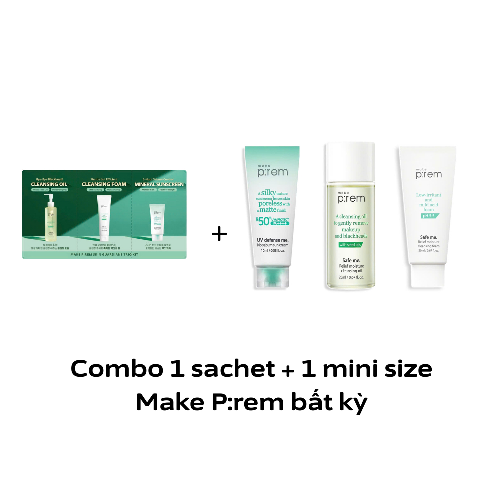 [Hàng tặng không bán] Combo 1 sachet + 1 Mini Size Make P:rem bất kỳ
