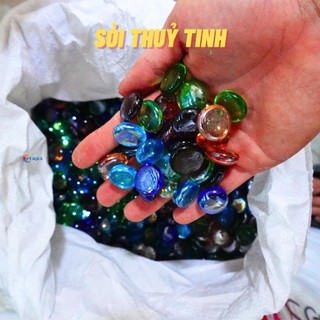 Sỏi thủy tinh trang trí bể cá mini