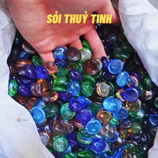 Sỏi thủy tinh trang trí bể cá mini
