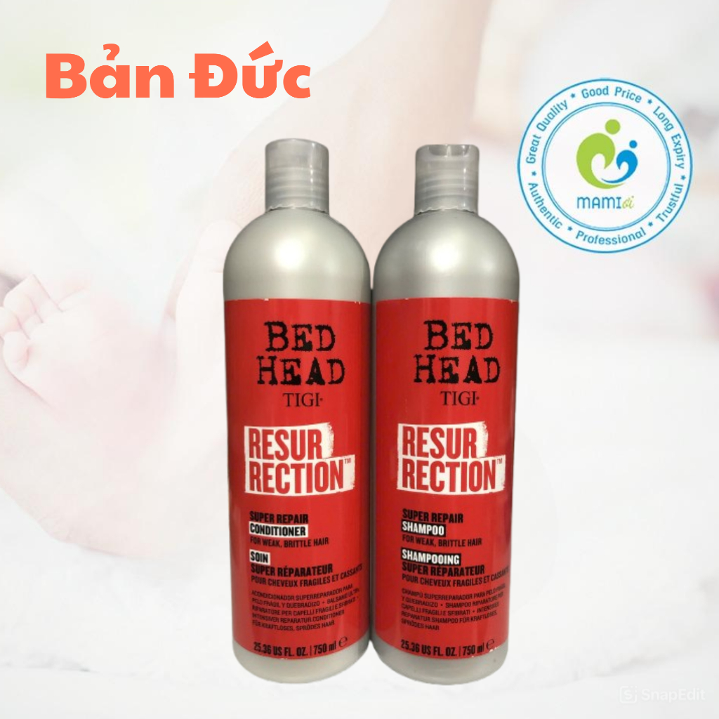 Cặp Dầu gội xả (750ml) phục hồi tóc cấp độ 3 cho người từ 18 tuổi Tigi Bed Head Đỏ
