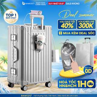 Vali du lịch Khung nhôm Bamozo 9066 Size 20/24/28 chống xước, có khóa sập, bo góc chống va đập