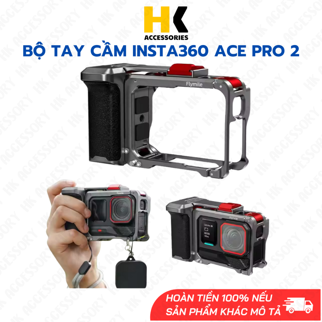 Bộ tay cầm chụp hình Insta360  Ace Pro 2 hợp kim nhôm chụp hình đường phố Xplorer Grip Kit