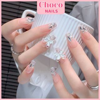 (Charm Không Xoay) CHOCO NAIL_NAIL BOX  set nail giả 24 m.óng cực xinh, Nữ Làm Nail_M114