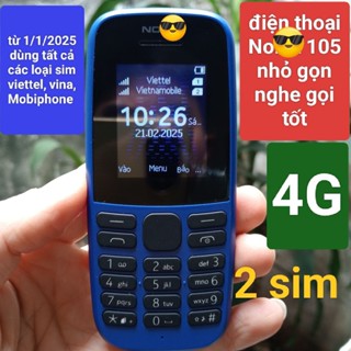 Điện thoại 105 nok@ 4G, lắp sim viettel, vina, mobiphone nghe gọi tốt, nhỏ gọn 2 Sim