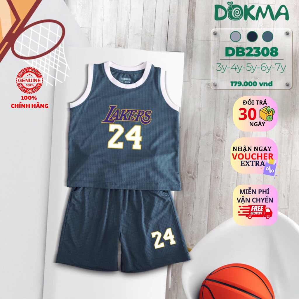 [ DOKMA/CHÍNH HÃNG ] SET BỘ THỂ THAO BA LỖ BÓNG RỔ DOKMA THUN LẠNH CHO BÉ TRAI 3-7 TUỔI
