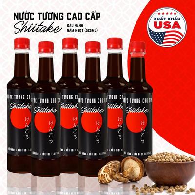 [TẶNG Nước tương ăn bún] COMBO 6 Chai Nước tương cao cấp Shiitake 525ml/chai từ đậu nành và nấm ngọt