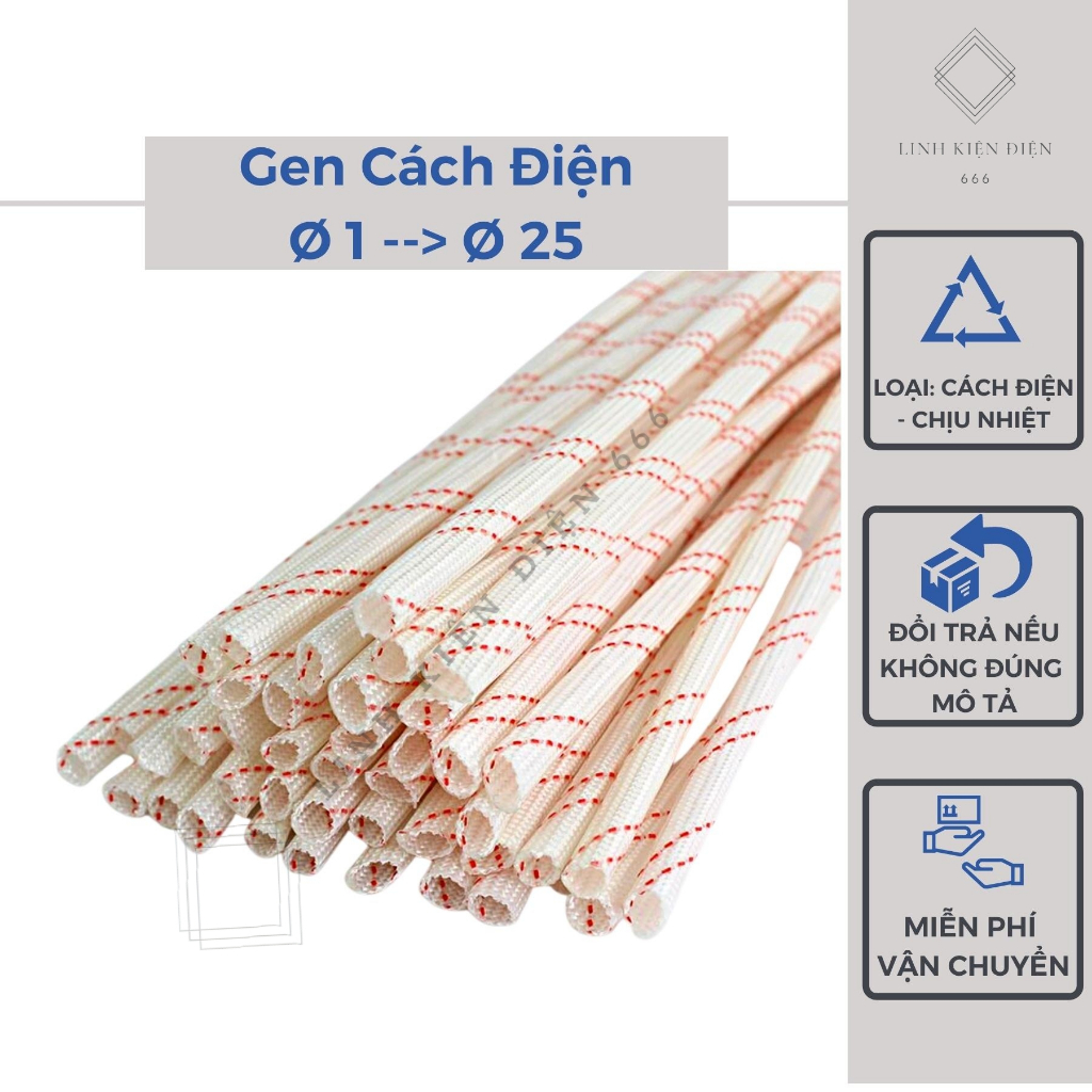 Gen cách điện combo 5 sợi gen cách nhiệt kích cỡ phi 1 đến phi 25mm GCD1-25