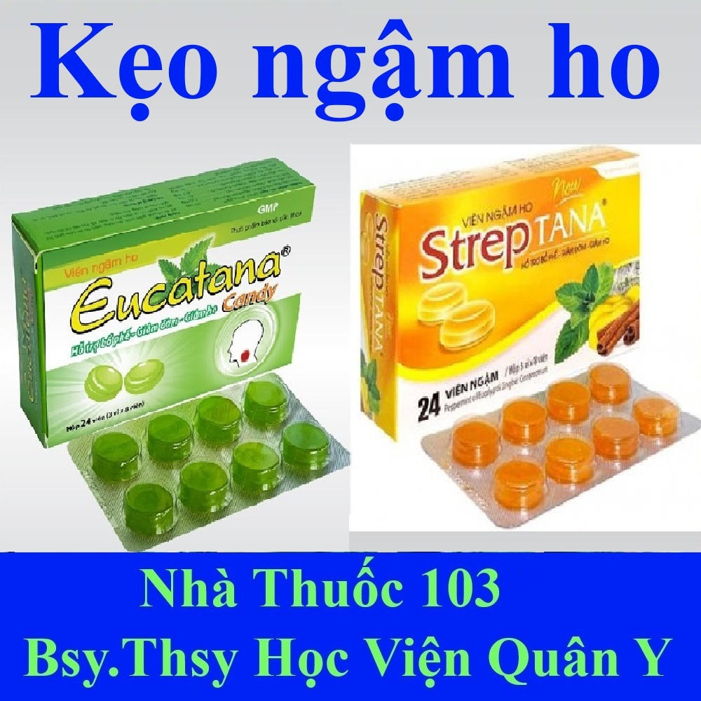Viên Ngậm Ho Eucatana/Streptana Kẹo Giảm Ho,Sát Khuẩn Họng,Thông Cổ Mát Họng –Hương Bạc Hà Dễ Chịu