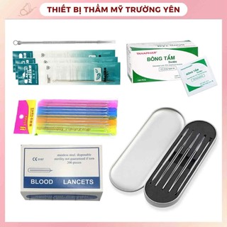 Bộ dụng cụ Spa, que lấy mụn, bông rửa mặt, kim chích mụn, chổi peel Spa