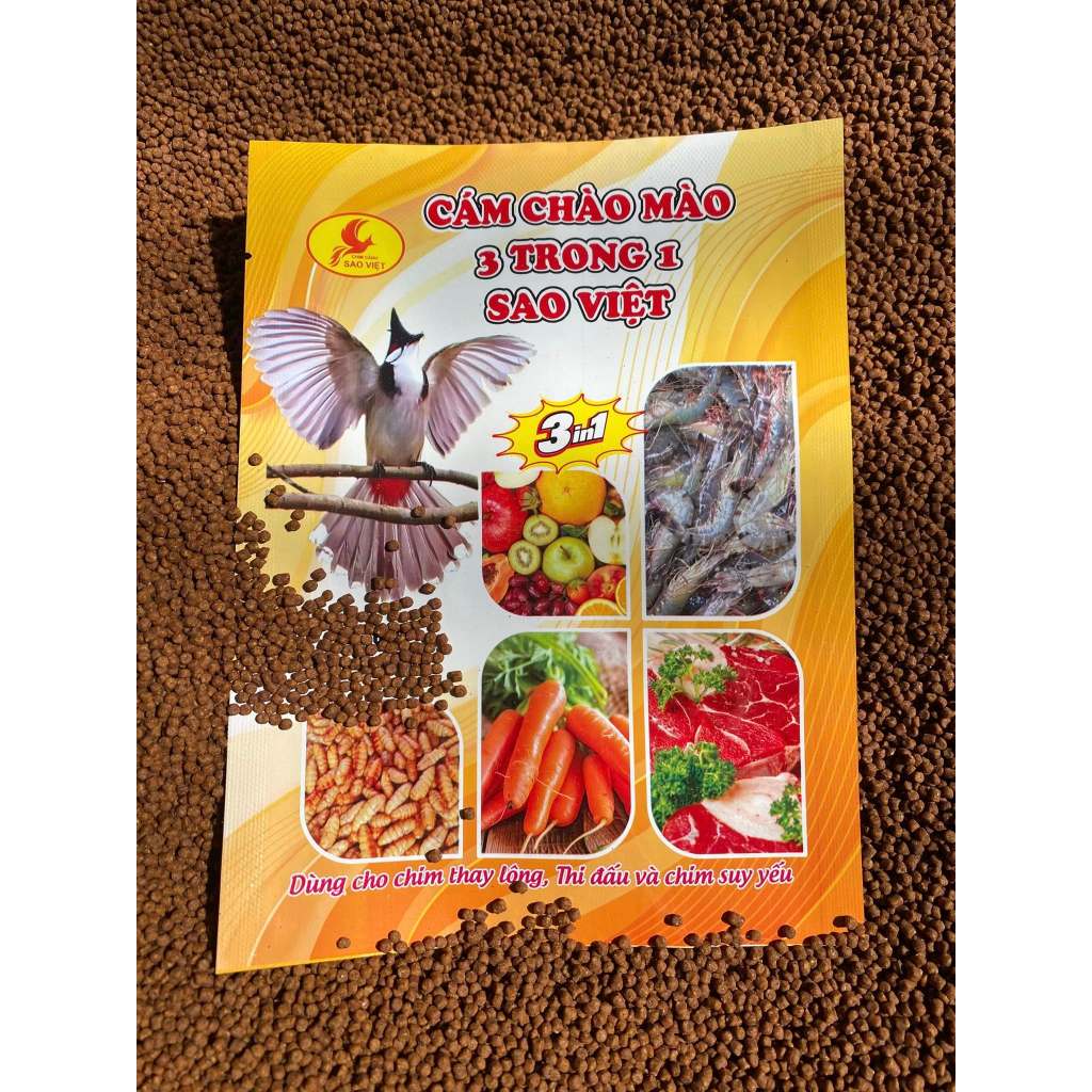 Combo 03 gói Cám dinh dưỡng 3 trong 1 cám chim chào mào Sao Việt gói 200g cao cấp chính hãng