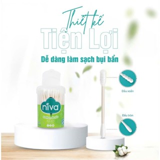 Hộp 200 Que Bông Tăm Thân Giấy Niva Cao Cấp Cho Bé