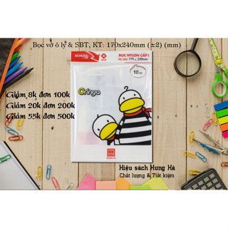 Bọc vở, bọc sách nylon Hồng Hà các cỡ - bọc vở ô ly, vở kẻ ngang, sách giáo khoa, Tiếng Anh, bọc A4