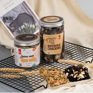 Combo Brownie Crackers 250Gr Và Bánh Ngói Hạnh Nhân 250gr Thương Hiệu Gạch Đỏ Dành Cho Eatclean