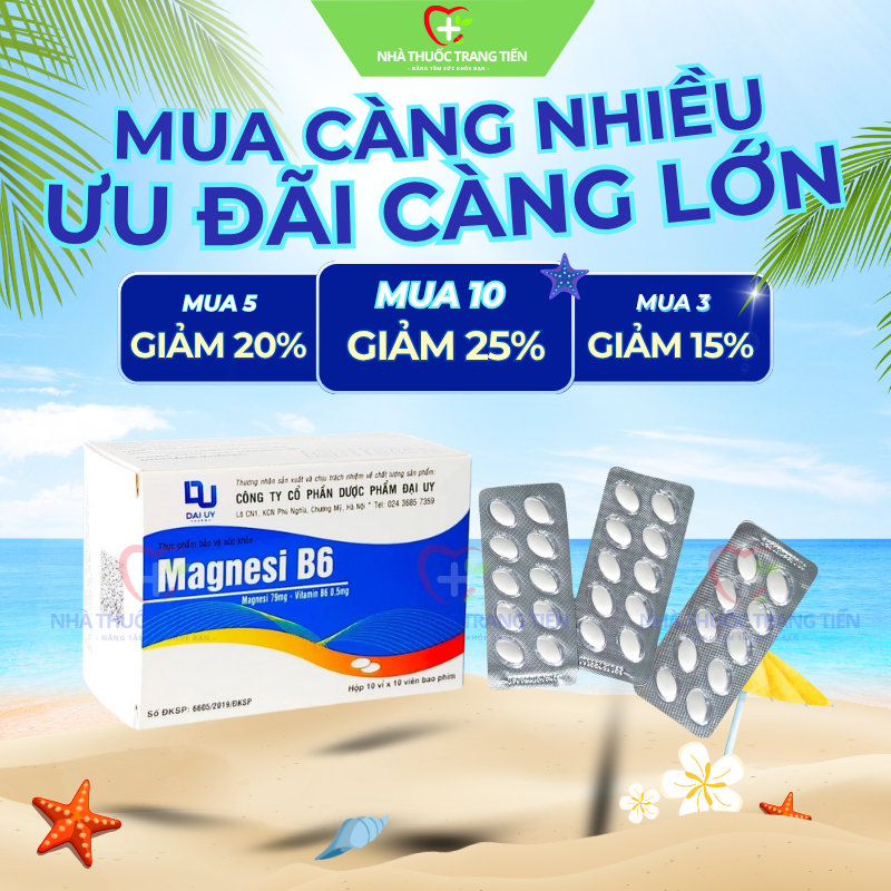 Vitamin Magie B6 Đại Uy, bổ sung Magnesi B6 hỗ trợ tê bì đau đầu, mất ngủ, suy nhược (100 viên)