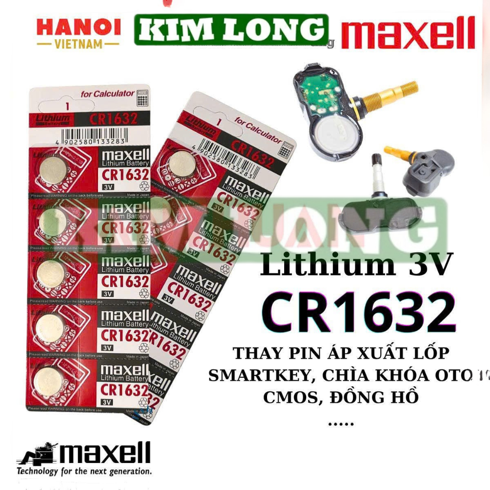 Vỉ 5 viên pin cúc áo 3V 1632 maxell chính hãng chất lượng cao đến từ Nhật Bản